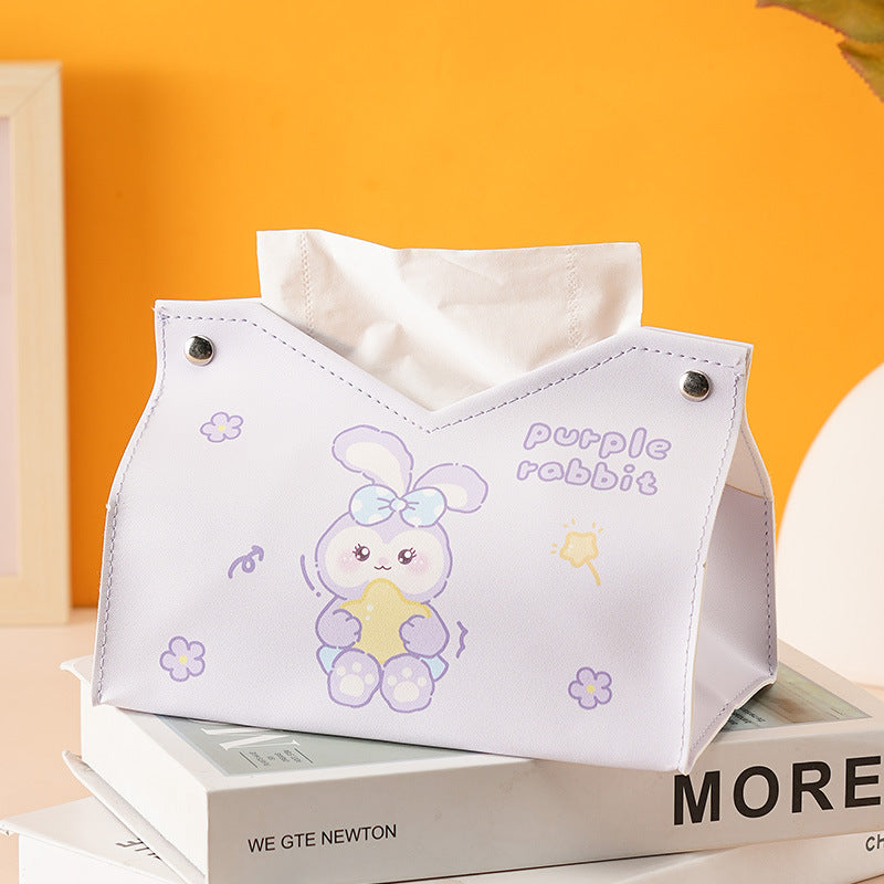 Cute cartoon naughty dog tissue box household car universal pumping paper box large capacity napkin paper box storage box