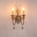 American retro wall lamp - cordless charging, solid wood, french style for living room, bedroom, bedside, hallway, stairway, candle wall sconce
