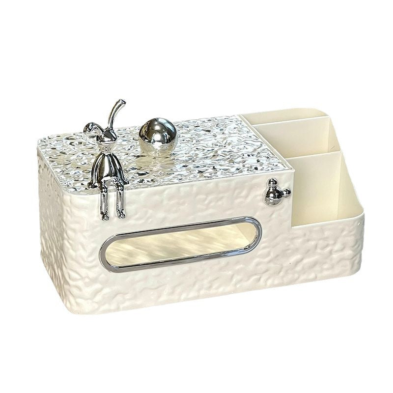 Multifunctional tissue box living room tissue box high-end light luxury for home coffee table classy remote control storage box creative