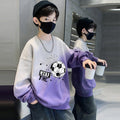 Boys'  spring/autumn new collection: stylish and sporty sweatshirt for students - trendy, relaxed fit tee for older boys
