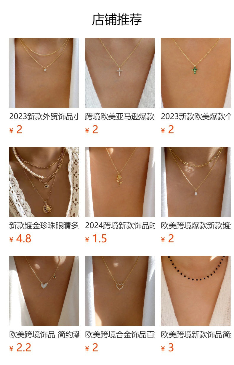 Acrylic love necklace wholesale european and american cross-border pendant jewelry women's niche accessible luxury high-end autumn and winter sweater chain