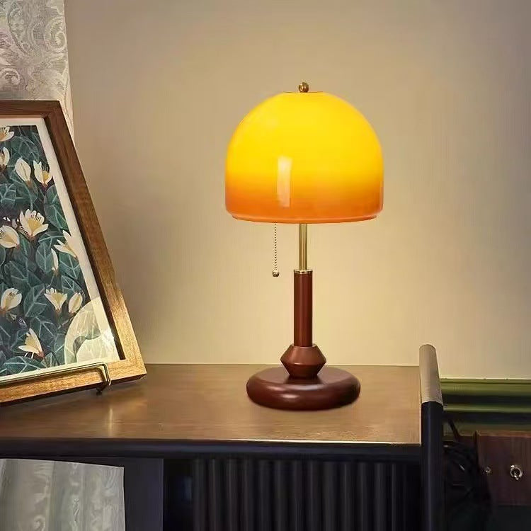 Used table lamp retro bedside lamp walnut color glass decoration warm bedroom classy creative gift table lamp
