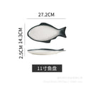 Japanese-style creative green-edged minimalist ceramic rice bowl, noodle bowl, soup bowl, plate, and dish set with matching fish plate