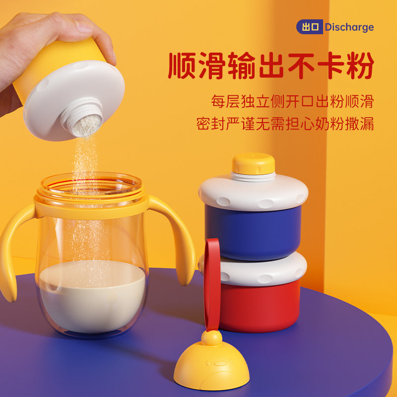 Baby milk powder box, independent layered milk powder grid, convenient three-layer milk powder storage box, dark and sealed rice noodle storage tank