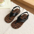 Trendy ins-style flat sandals solid color flip-flops girls' summer outdoor wear leopard print slides thong sandals girls' shoes