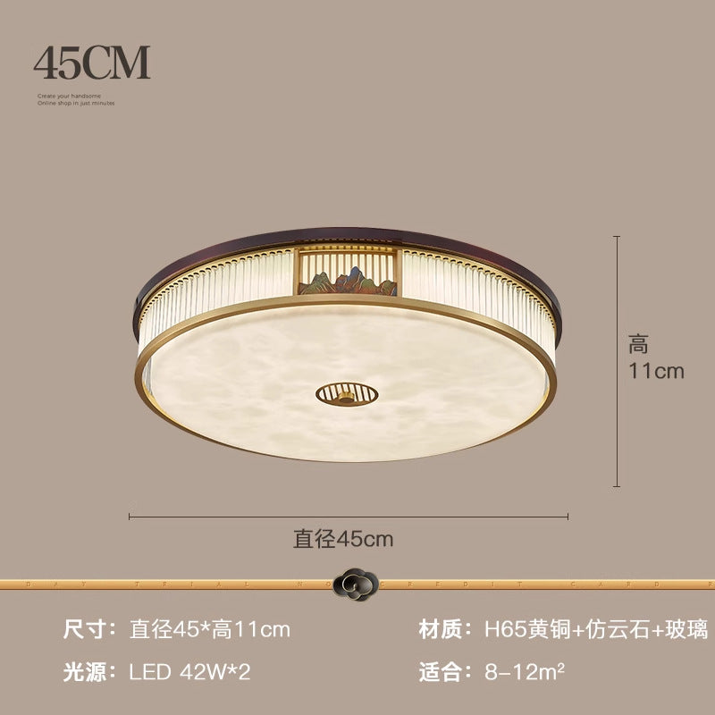 [Jiangshan] 2024 high-end new Chinese ceiling lamp, marble living room lamp zen square bedroom Chinese style