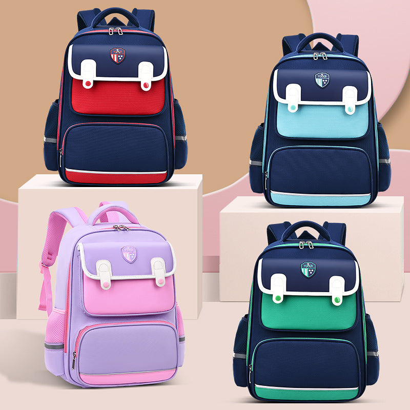 New British primary school schoolbag, scientific spine protection, large-capacity backpack, light for boys and girls in grades 1-6