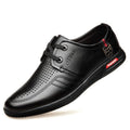 Men's summer hollow-out breathable casual shoes, soft leather korean style british trendy dad shoes, hidden heel leather clogs