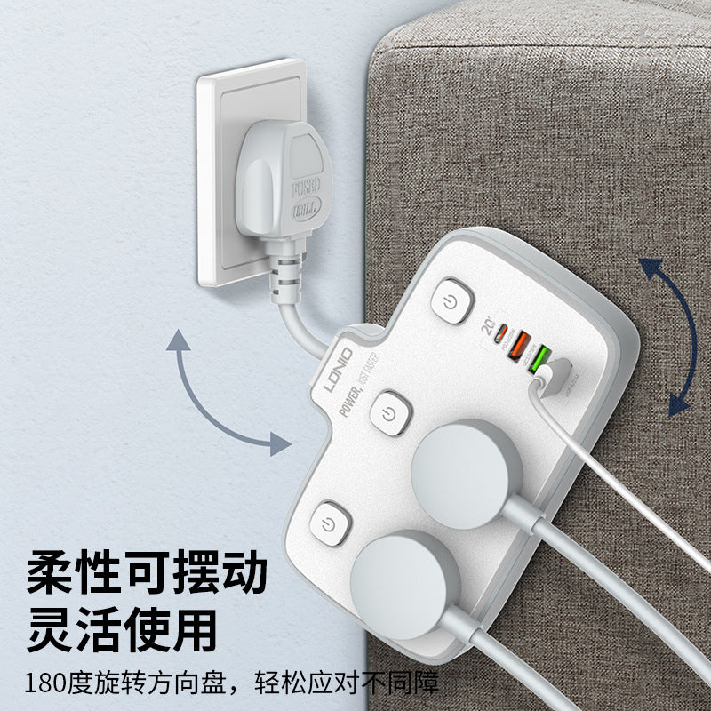 One turn multi-short line plug-in multi-plug multi-function switch fast charging plug-in board usb socket European and American British standard power strip