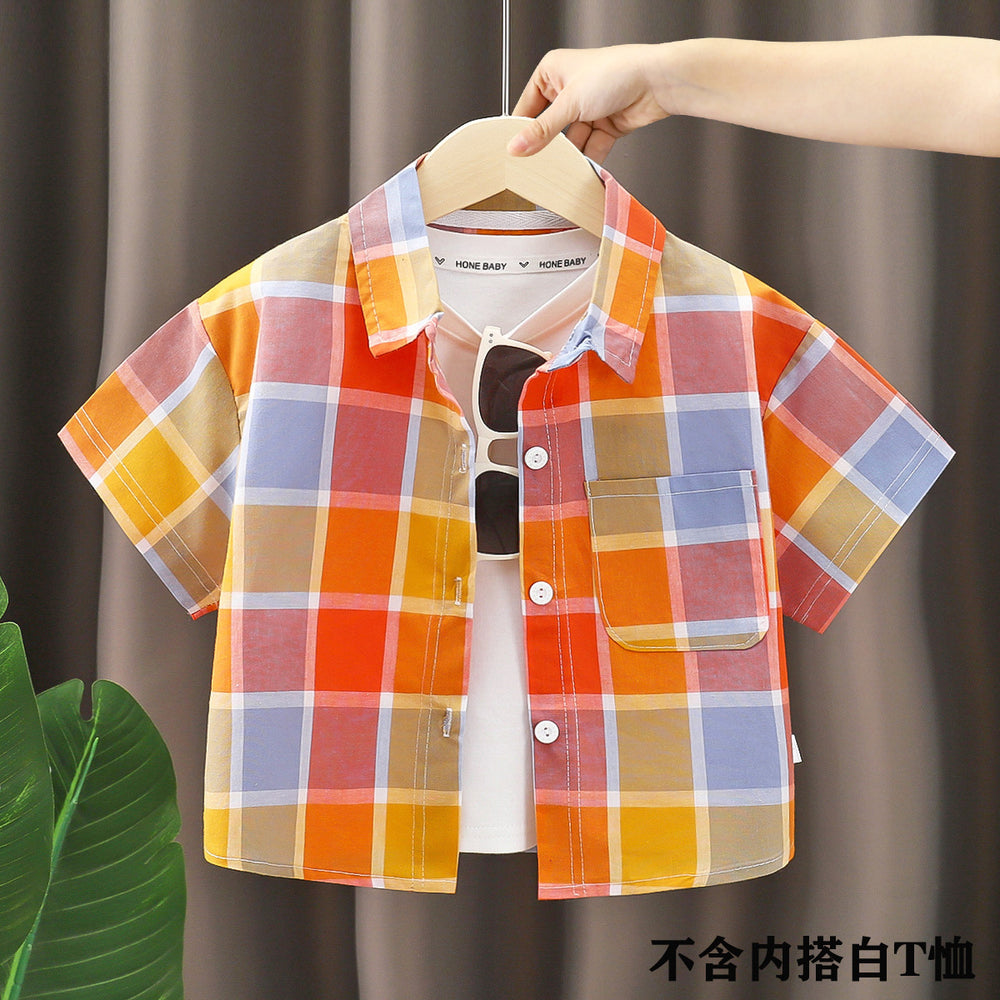 Kids' shirts: new  styles for boys - stylish cotton plaid shirts for spring and autumn. fashionable turn-down collar cardigans for toddlers and young children