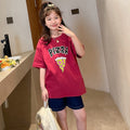Girls' short-sleeve t-shirt - summer  new arrivals: stylish cartoon top for older girls, korean fashionable summer clothing for kids