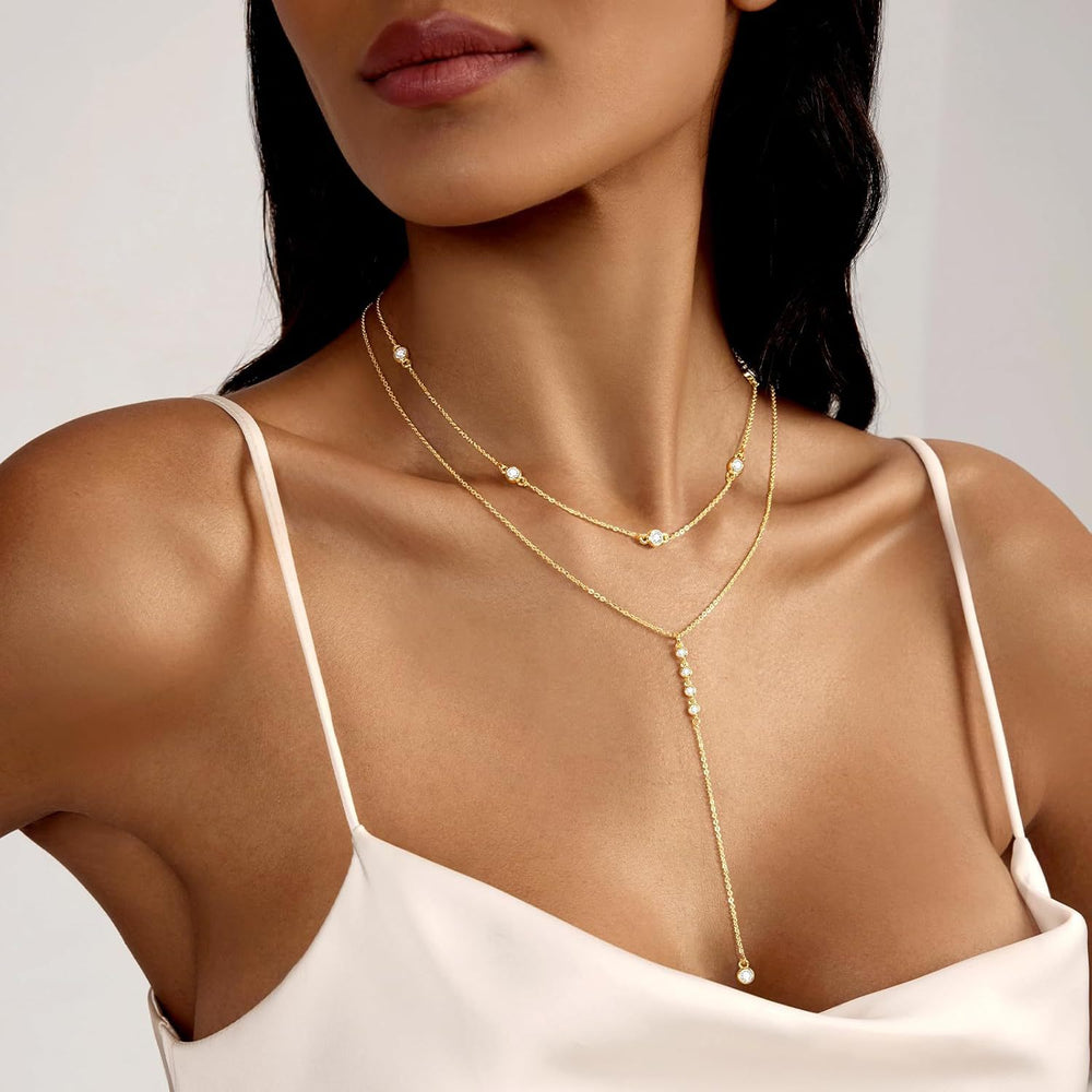 European and american amazon cross-border flower simple clavicle chain european and american diamond pendant-free adjustable necklace fashion accessories