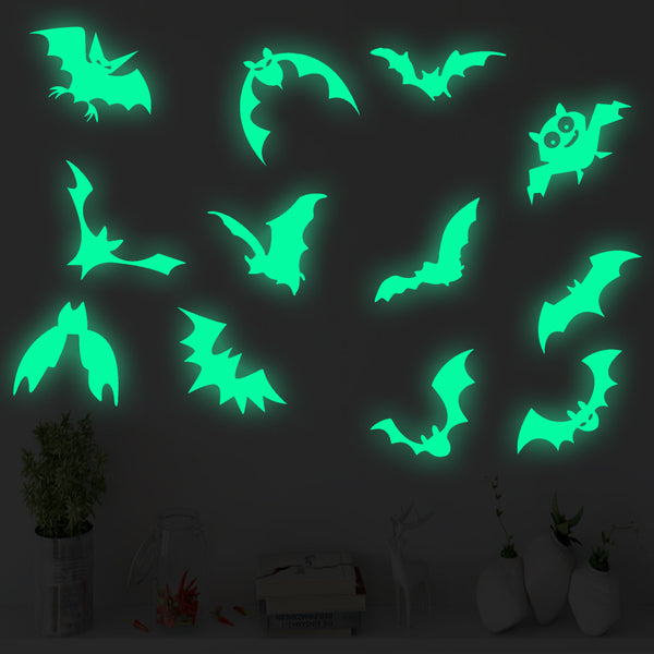 YG501  Halloween luminous bat wall sticker living room bedroom wall self-adhesive holiday creative luminous sticker