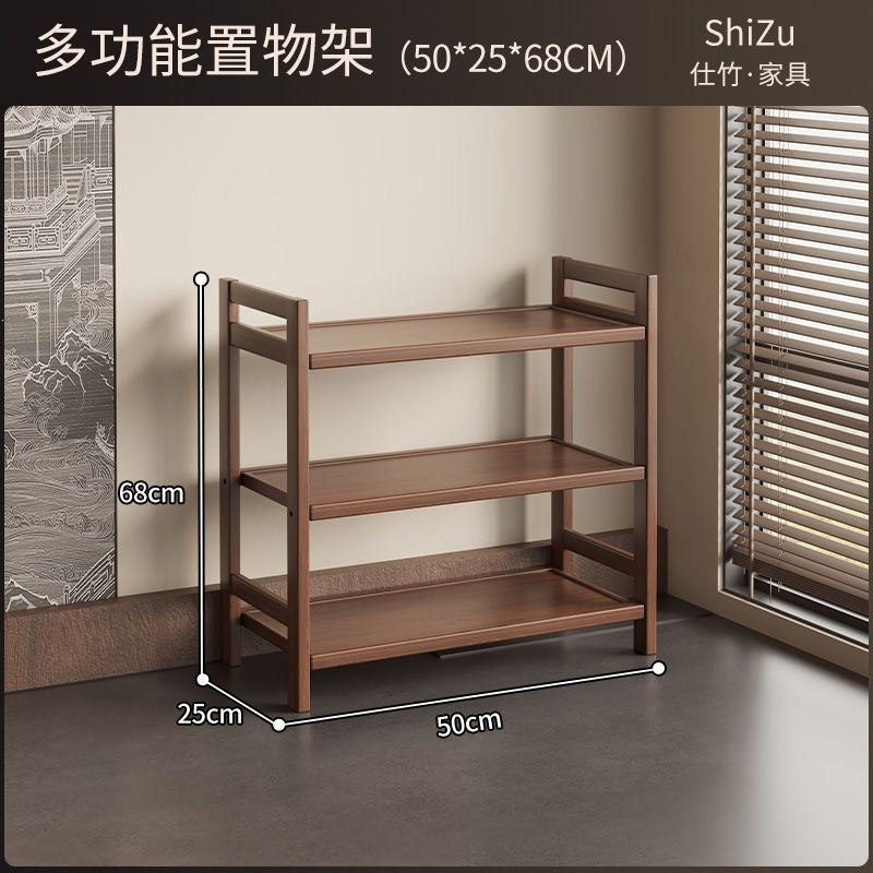 Solid wood chinoiserie tea set storage rack tea ornaments display rack tea cabinet small tea room storage cabinet