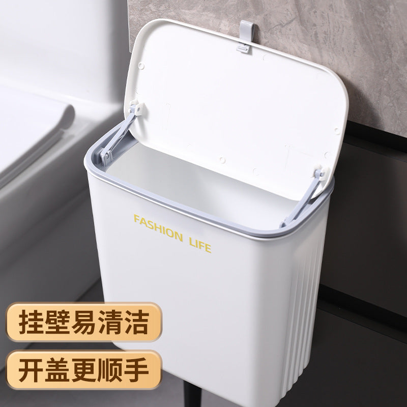 Kitchen trash can bathroom with lid crevice garbage storage bucket for home wall mounted installation-free multi-purpose trash can