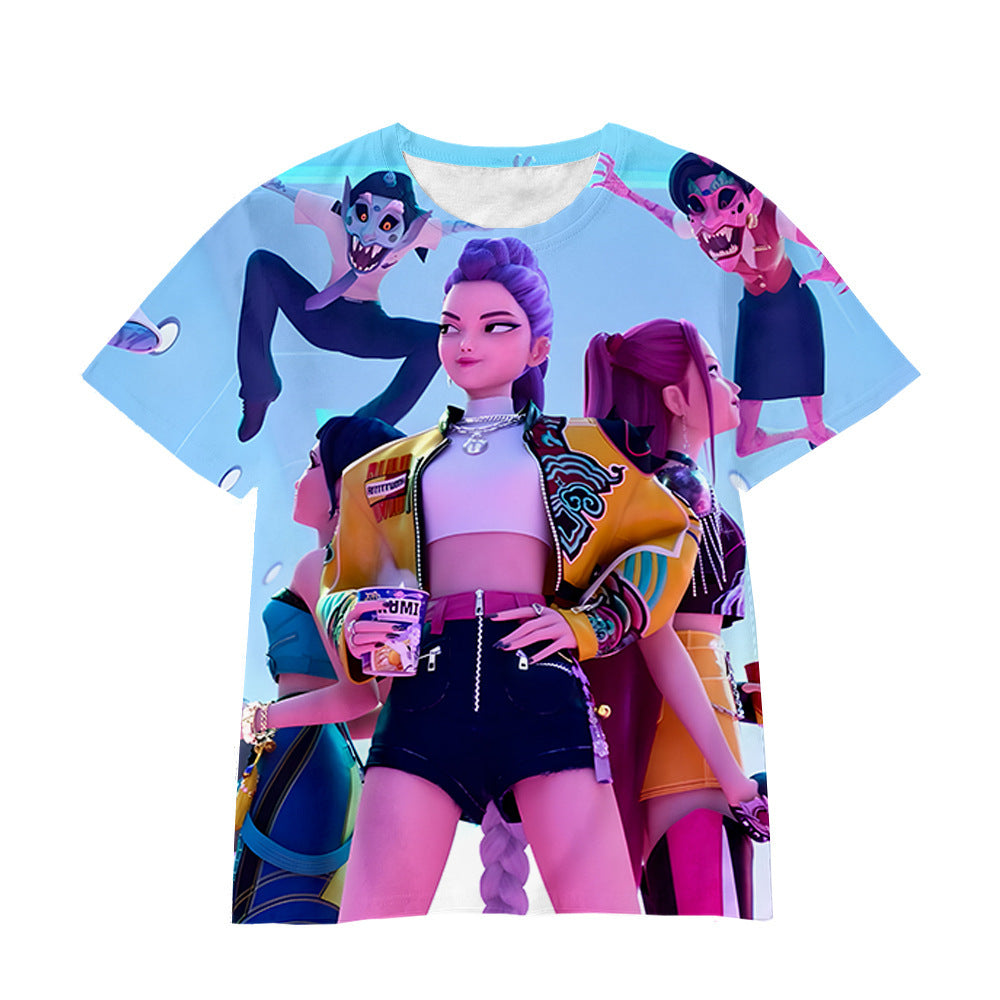Witcher boy group 3d digital printing cross-border overseas casual loosefashion t-shirt k-pop girls t-shirt