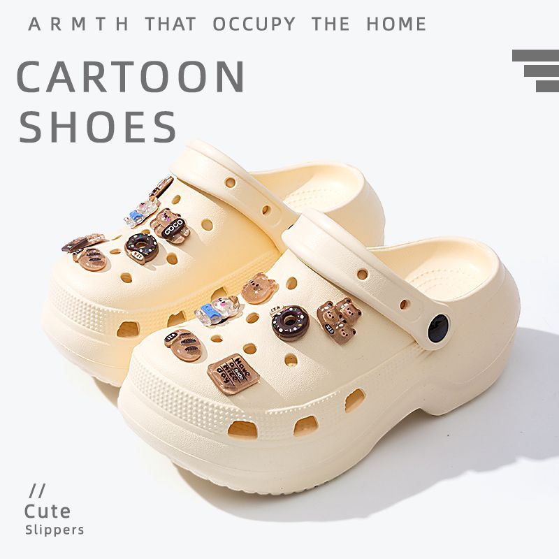 Thick sole crocs women's toe cap non-slip deodorizing filter not tired feet summer 2025new arrivalfashion slippers women's outwear