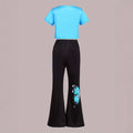 wholesale girls' flared pants set, a fashionable spring, summer, and autumn outfit for girls, featuring a short-sleeved top and long flared pants, perfect for going out