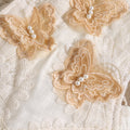 Wholesale european and american style cross-border new children's clothing short climbing lace mesh lace embroidered beaded pearl climbing jumpsuit