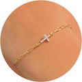 European and american fashion cross-border sterling silver personalized white clip zircon cross daily matching bracelet