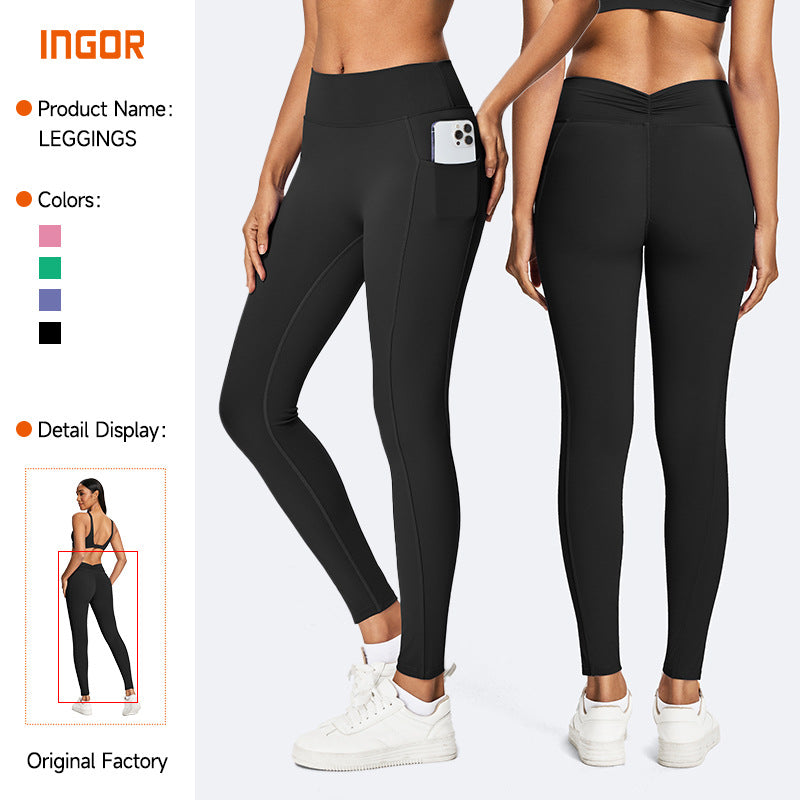 Yoga pants with pockets, quick-dry workout leggings, high-waisted peach lift, athletic pants, quick-dry yoga fitness apparel