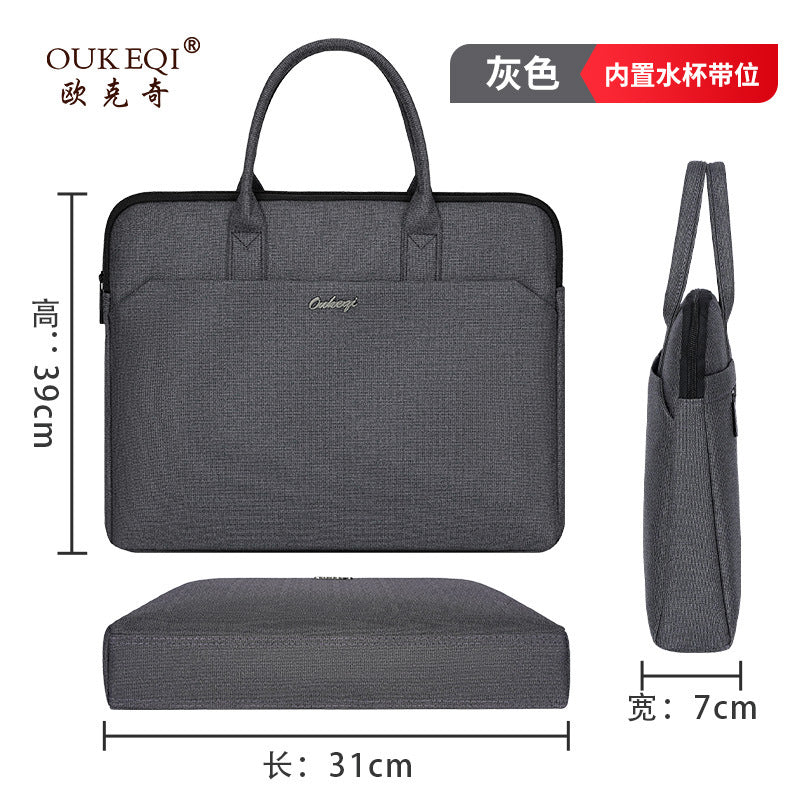 Large capacity zippered business briefcase - waterproof, stylish laptop bag, document organizer for meetings & conferences - custom logo available