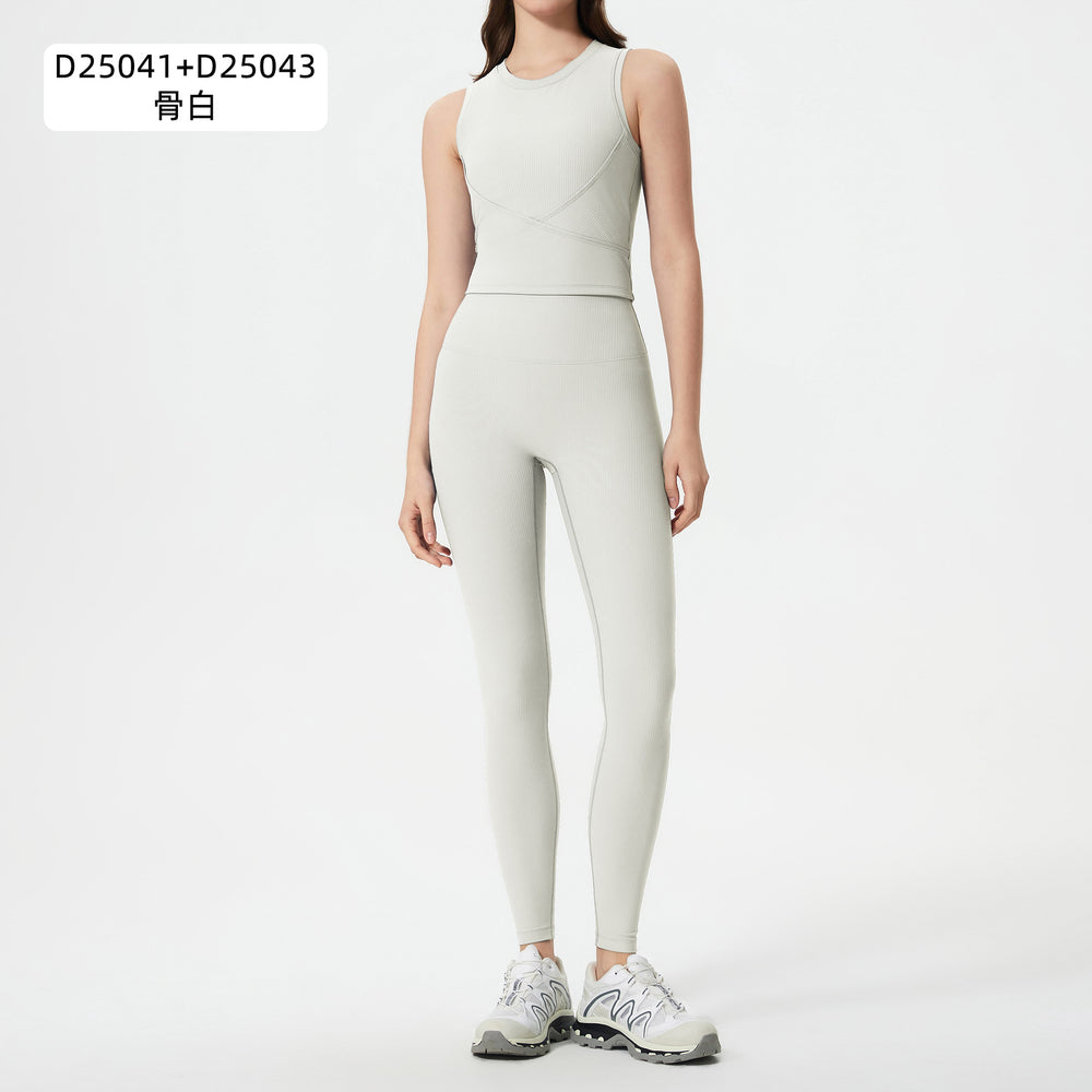 Naked slimming shaping with breast pad sports vest women's no embarrassment line high waist hip lifting fitness yoga pants suit