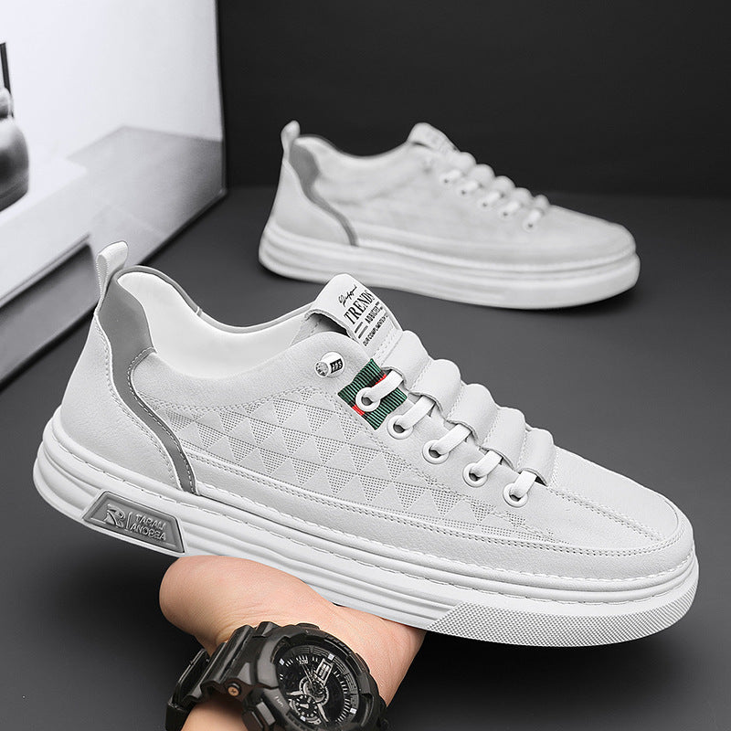 Men's shoes 2025 new spring breathable athletic white sneakers men's white shoes casual white leather shoes versatile trendy shoes