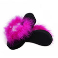 Summernew arrivalplatform shoes bottom real hair feather slippers k-stylethick soleflats flip flops wedge heel women's sandals wholesale