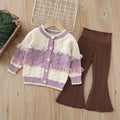 Girls' knit sweater and pants set - new autumn/winter  collection - handmade floral detail, cardigan sweater and pants outfit for little girls