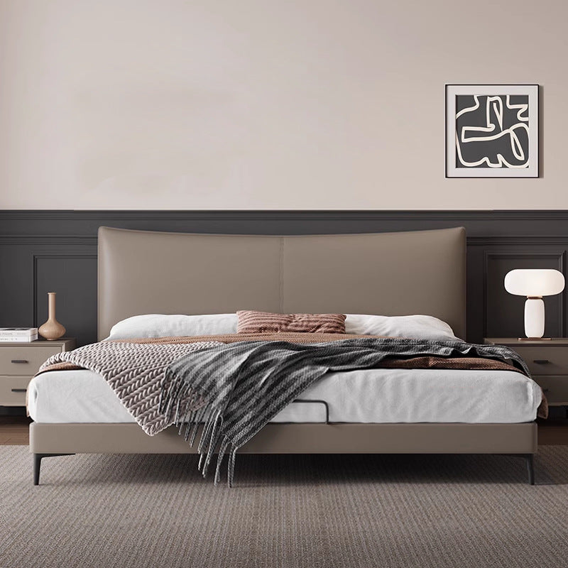 New arrival ultra-thin bedside genuine leather bed italianaccessible luxury master bedroom doubleclassy time-increasing flying wedding bed bedroom leather bed