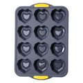 12-cavity heart-shaped non-stick baking pan - perfect for bread, heart-shaped puddings, jellies, chocolate cakes, and more!