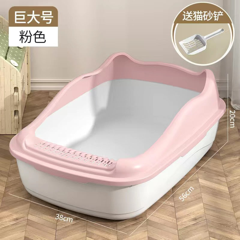 Extra-large, semi-enclosed cat litter box - prevents tracking, extra small size for kittens, complete cat supplies