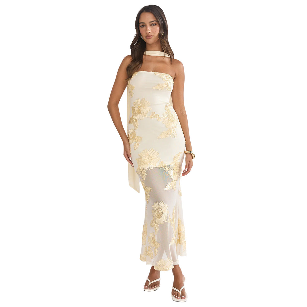 C7671 cross-border   fashion women's summer elegant sexy slim-fit backless dress