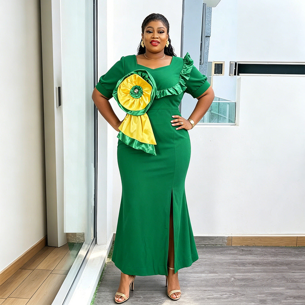 Amazon fashion banquet elegance long dress african cross-border foreign trade  plus size women's dress