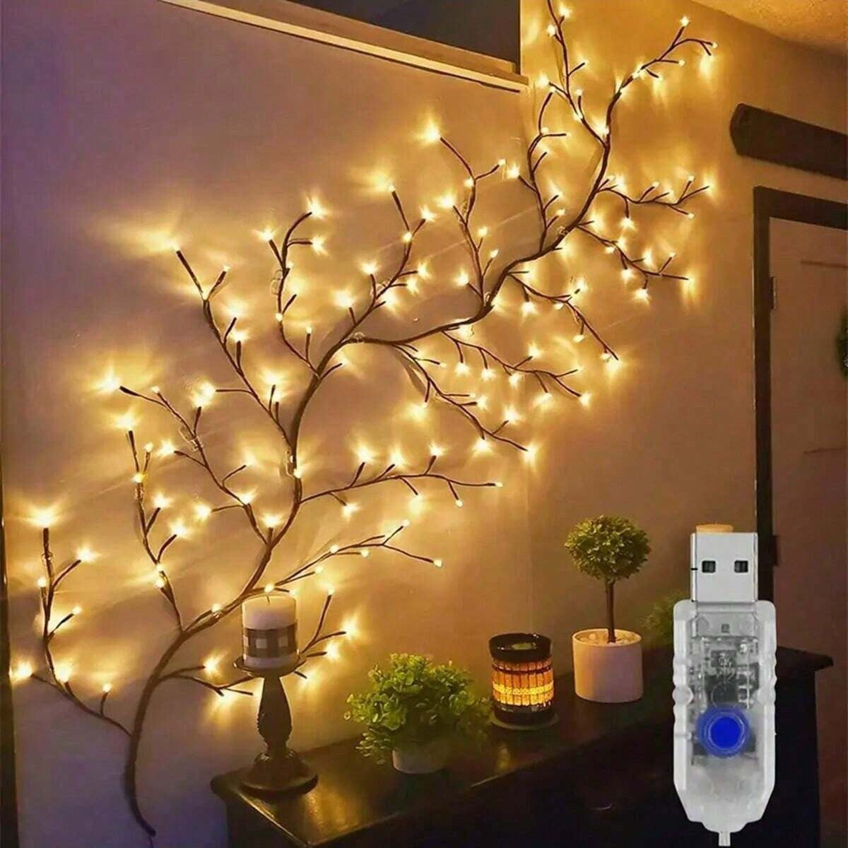 DIY bendable remote control LED branch vine light, home decoration atmosphere environmentally friendly eye protection warm light vine light string