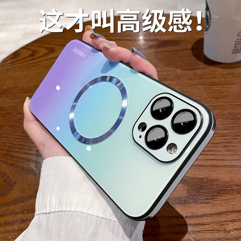 Suitable for iphone16promax gradient glass magnetic mate70 mobile phone case apple 15 lens film all-inclusive