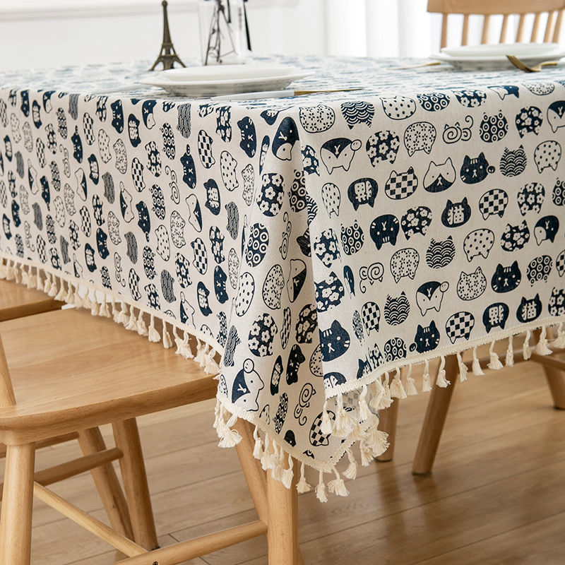Ins tablecloth fabric cotton and linen small fresh scandinavian style populargirl heart plaid coffee table dining table dormitory desk mat
