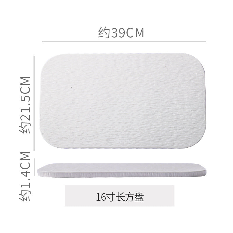 Stone-textured round ceramic plate, suitable for western-style steak, high-end cakes, dim sum, sushi, desserts, and pastries