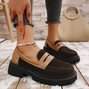 export women's loafers - new spring/autumn  collection: european & american style round toe low heel slip-on leather shoes