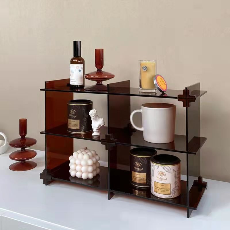 Nordic style acrylic perfume display rack, multi-tier mug organizer, desktop aromatherapy diffuser and water glass storage shelf