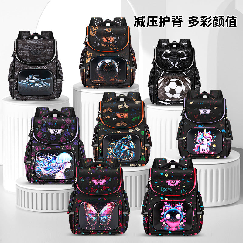 New elementary school backpacks: cute cartoon design for grades 1-6 - large capacity, lightweight, and spine-protecting