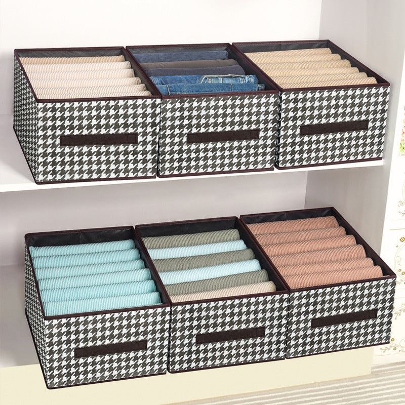 PP board thousand bird grid clothes storage box large capacity wardrobe clothes storage box household fabric foldable storage basket