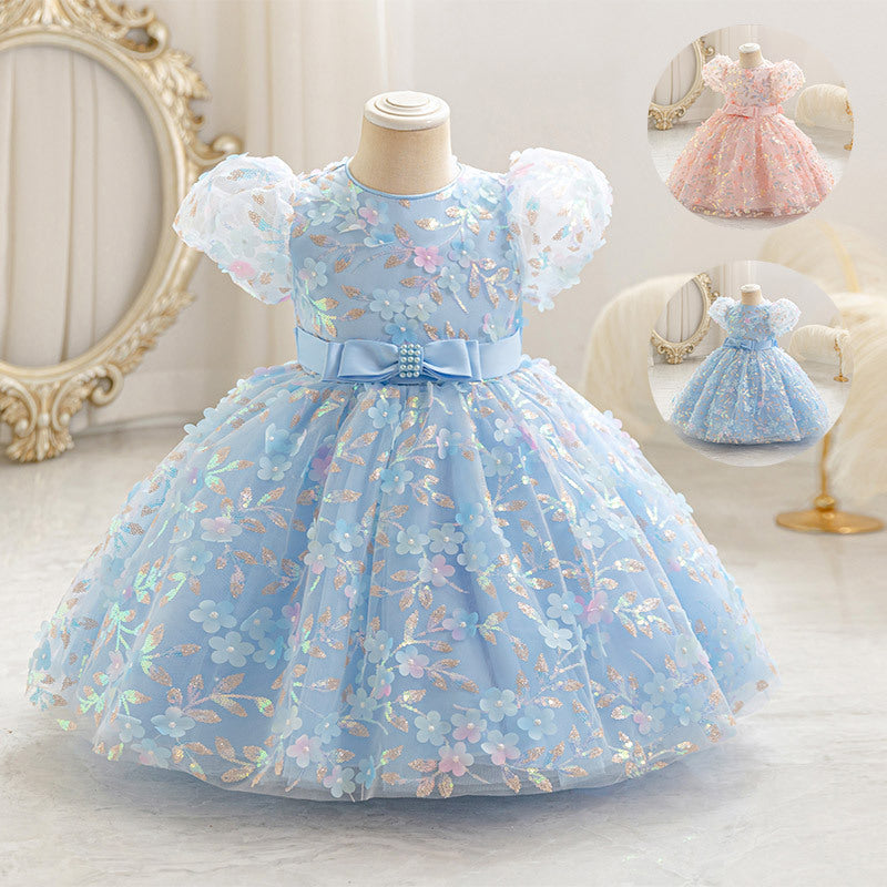 Baby birthday princess dress first birthday little girl butterfly embroidered mesh tutu dress children's formal wear in stock dropshipping