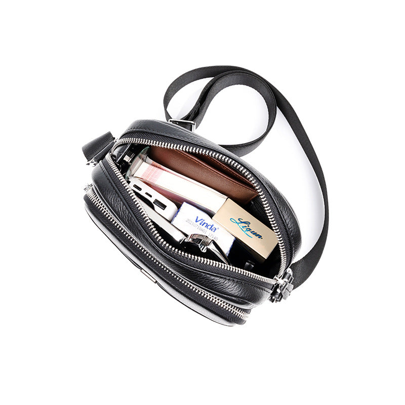 Fashion first layer cowhide shoulder bag business leisure trend men's leather bag high sense lightweight shoulder messenger bag