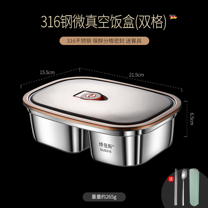 316 stainless steel micro-vacuum crisper lunch box large-capacity office worker bento box student portable lunch box set