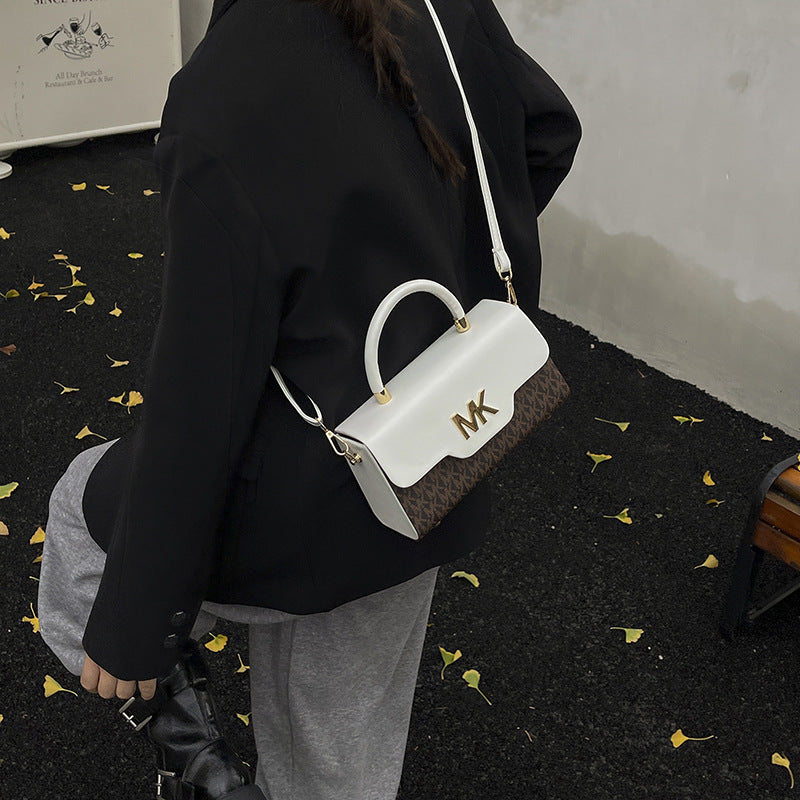 Women's bag 2025 new style shoulder chain crossbody color block fashionable textured large capacity factory direct small square bag