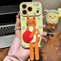 Polka dot long white dog stand compatible iphone 16 cartoon phone case apple 17 pro max drop-proof soft case