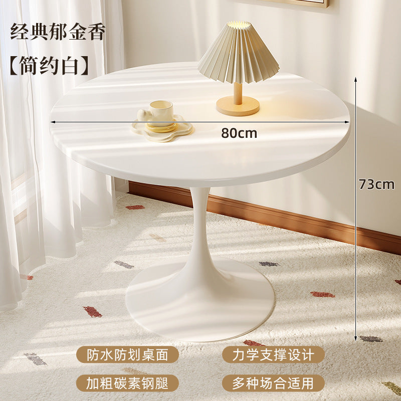 Small apartment dining table, home balcony table, tulip round table, suitable for bubble tea shops, negotiation table, restaurant small round table