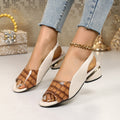 2026 summer new arrival: plus size women's chunky heel peep-toe ankle strap fashion sandals - export quality, color block design